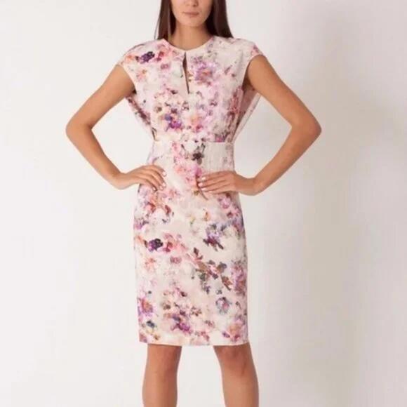 Black Halo Yoomi Watercolor Sheath‎ - Dress Size 2 - NWOT - Picture 3 of 8